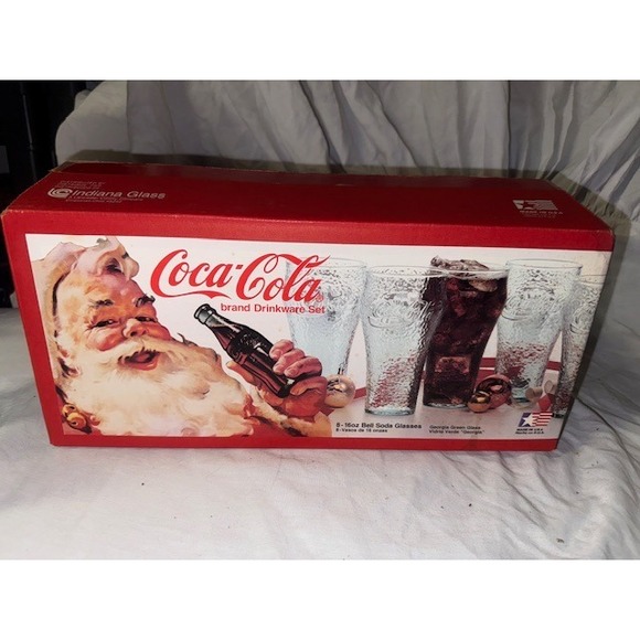 Coca-Cola Indiana Glass Georgia Green Bell Soda Glasses‎ 8-Piece Set - Picture 5 of 12
